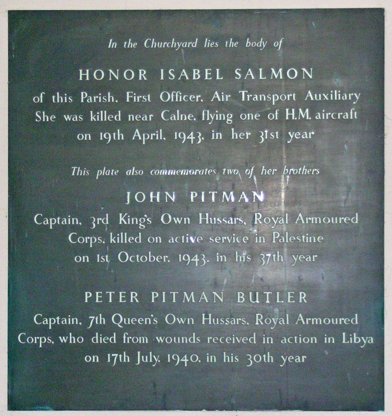 pitman memorial plaque in St Peters Church