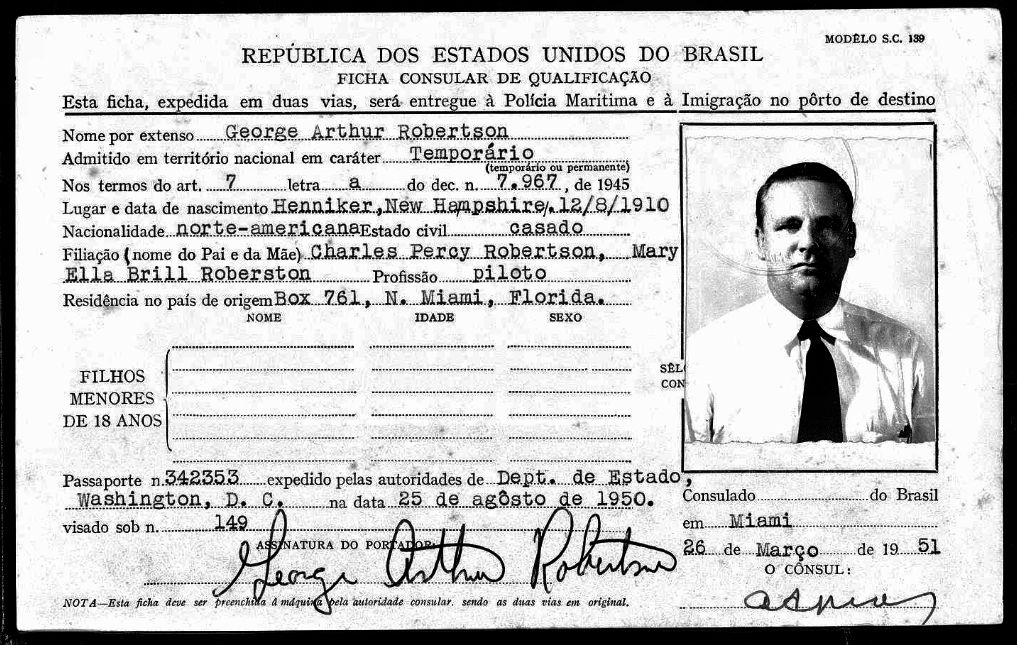 ata george robertson brazil entry cert 1951