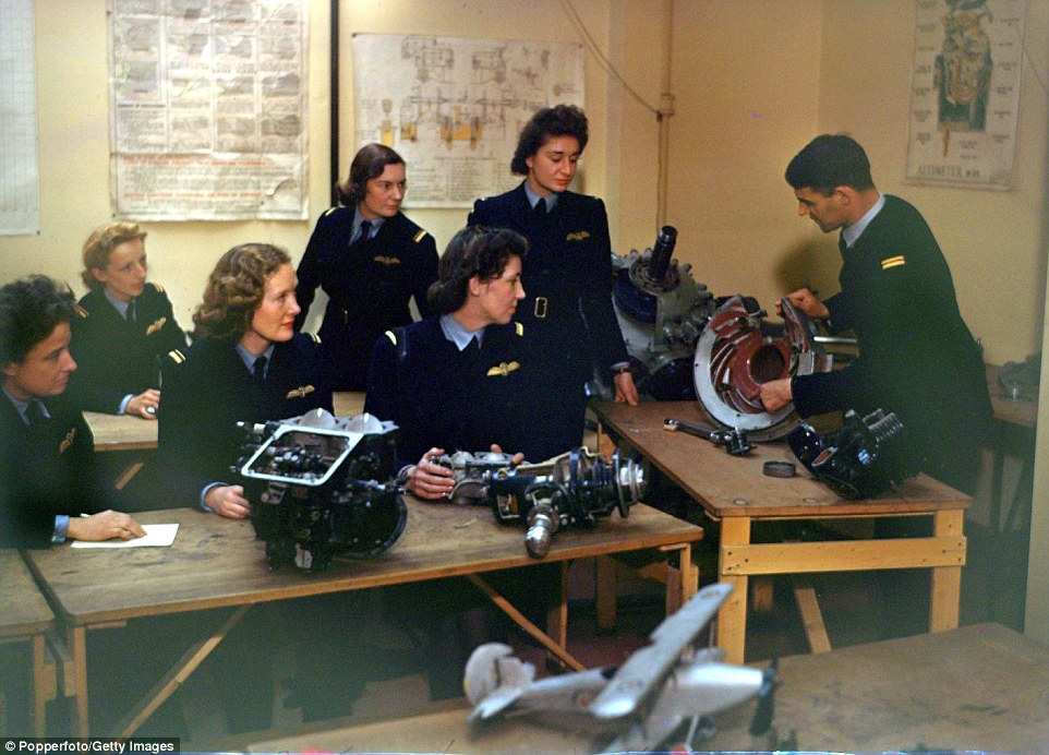 Theory ATA training also included aircraft and engine theory and was taught at Thame. A 1942 lesson pictured Getty Images